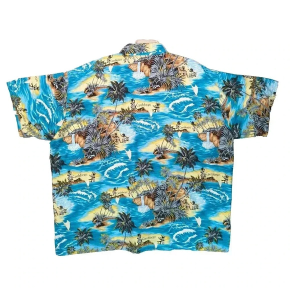 Rima Men's 3XL Hawaiian Shirt Blue Tropical Pocket Resort Wear Beach Cruise BBQ - Picture 8 of 8